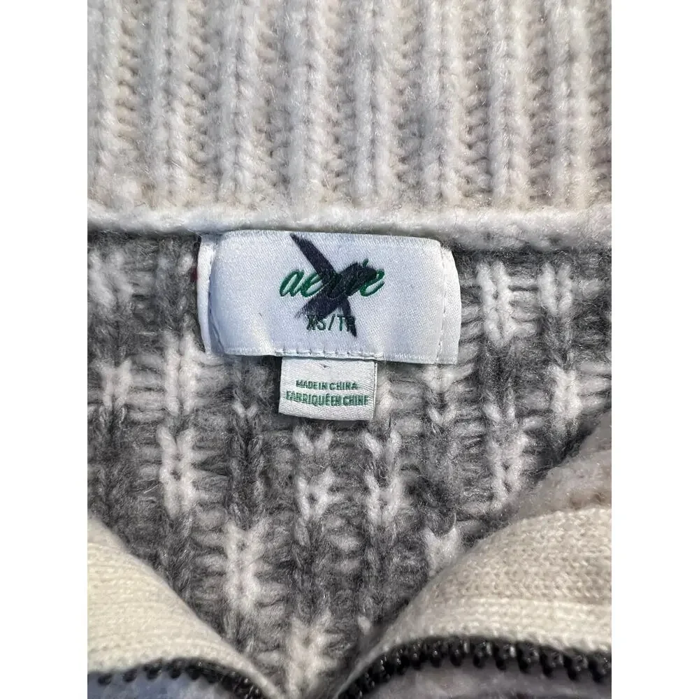 Aerie Sweater Fair Isle Oversized Quarter Zip Pullover Winter Nordic Chunky Cozy - Picture 5 of 6